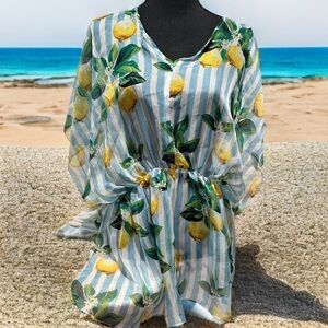 West Loop Women Sheer Beach Swimsuit Cover Up Lemons Silky Soft